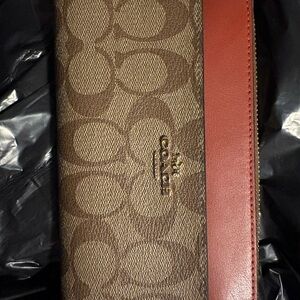 Coach Signature Wallet with Red Accent